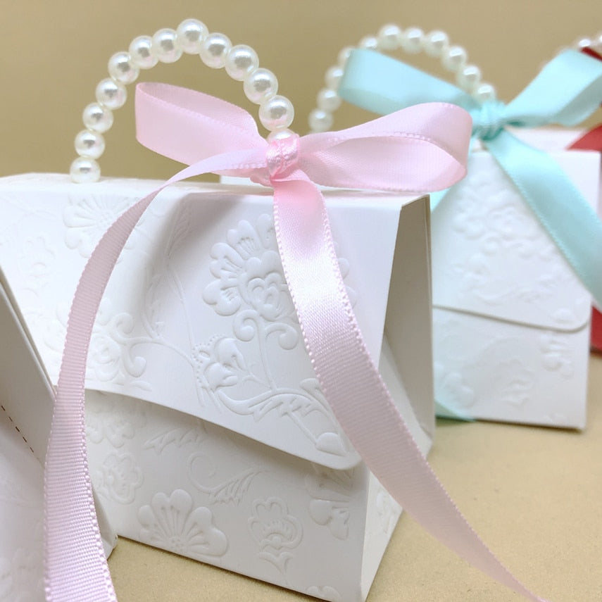 10pcs/lot Portable Party Wedding Favor Gift Boxes Chocolate Treat Candy Gift Bag Baby Shower Birthday Party Decoration