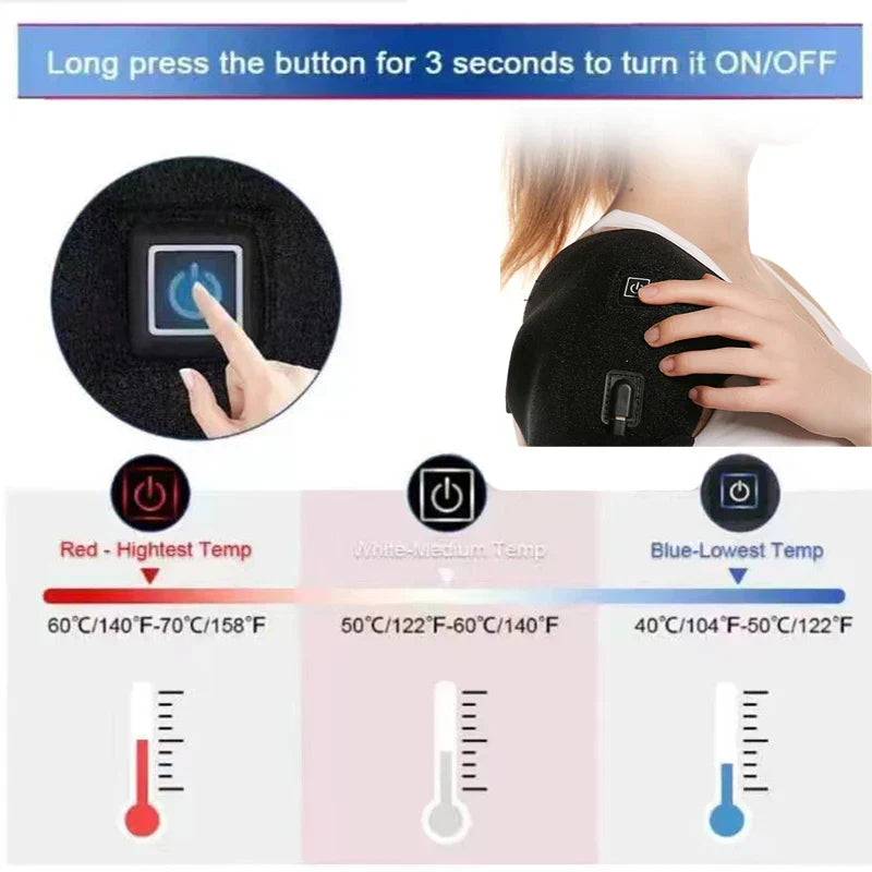 USB Heating Shoulder Support Belt Black