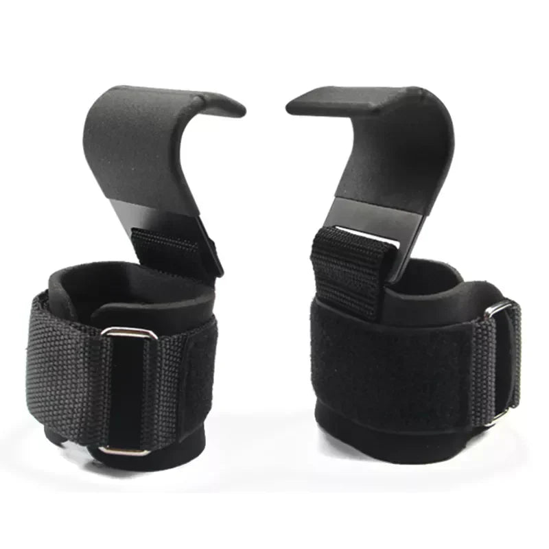 PowerLift Hook Grips with Wrist Wraps & Hand-Bar Straps