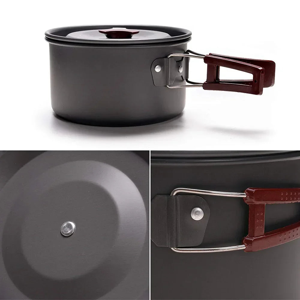 14-in-1 Outdoor Camping Cookware Kit Brown