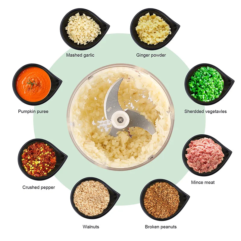 Mini Electric Meat Grinder and Garlic Crusher