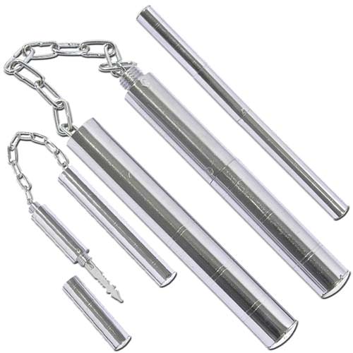 Hidden Dagger Metal Convertible Nunchaku Chrome