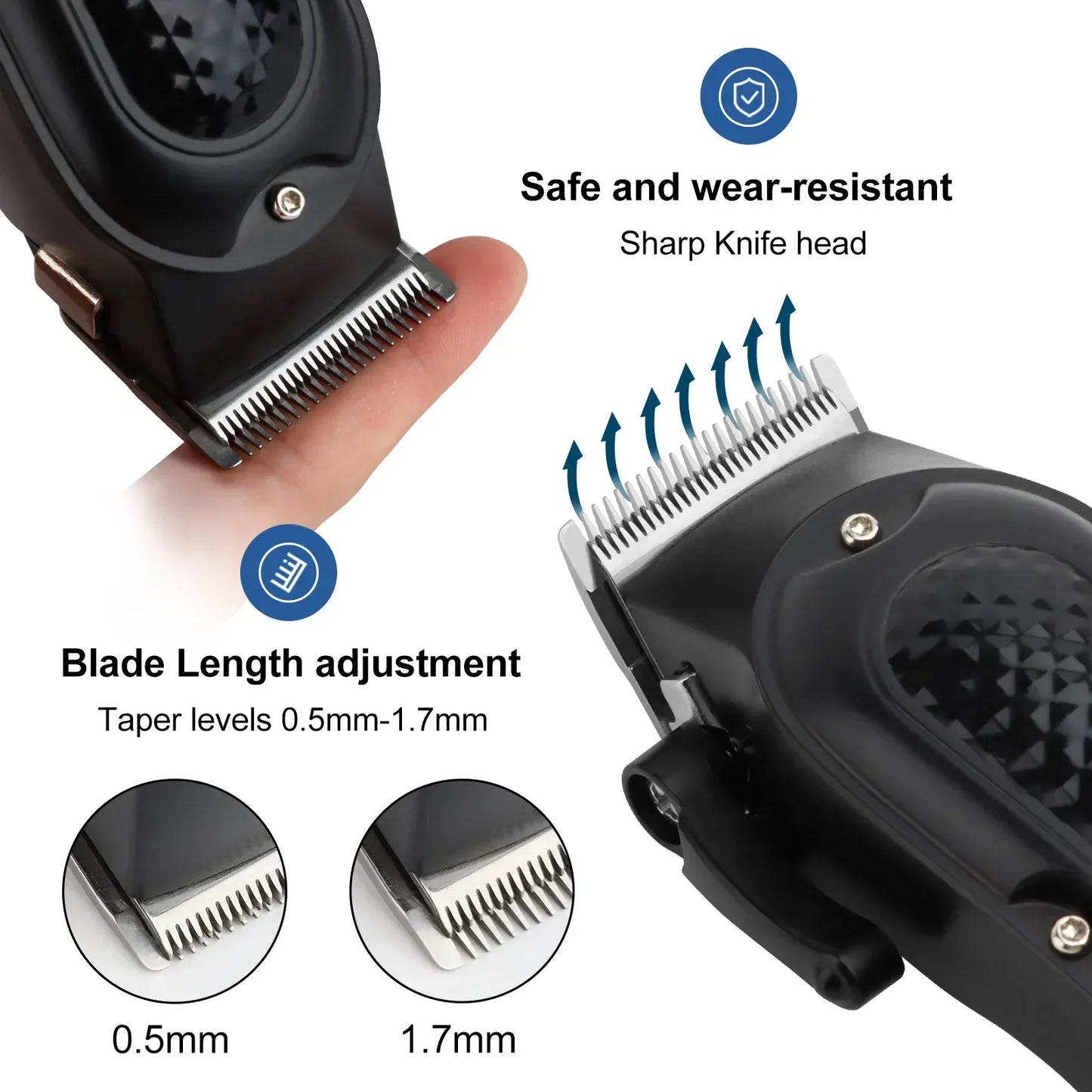 Electric Hair Clipper & Beard Trimmer USB Cordless Tool for Men Black