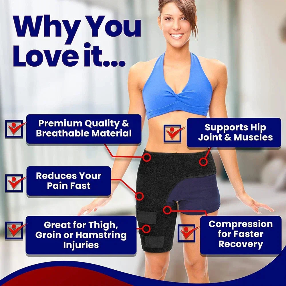 Adjustable Hip & Thigh Compression Sleeve Black