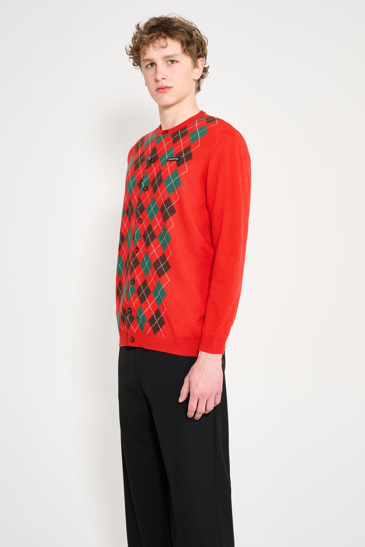 Hodakova Argyle Cardigan Red / Green