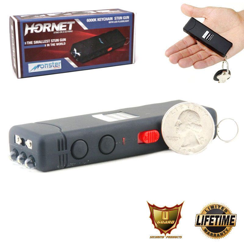 Mini Keychain Stun Gun LED Flashlight HORNET 6 Million Volt Black Rechargeable - TOPHATTER'S ARMORY DEALS