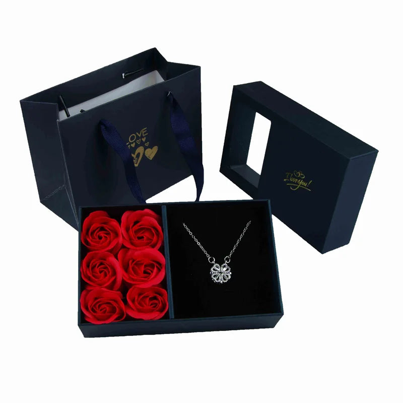 Immortal Flower Jewelry Box with Roses and Window