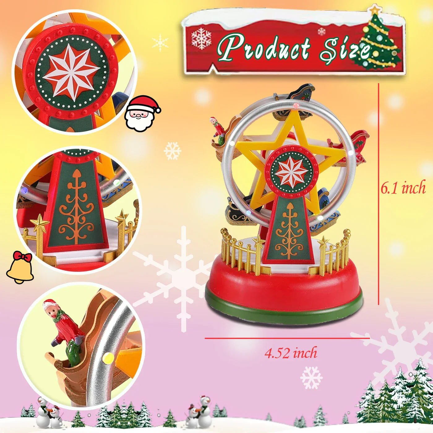 Illuminated Christmas Village Decoration Carnival Scene