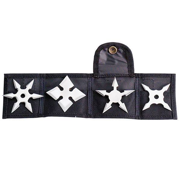 Silver Throwing Star Set 4-Piece Pack Ninja Samurai Shuriken