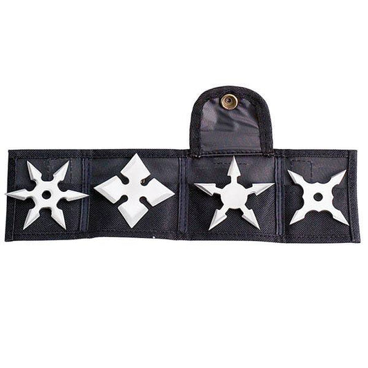 Silver Throwing Star Set 4-Piece Pack Ninja Samurai Shuriken