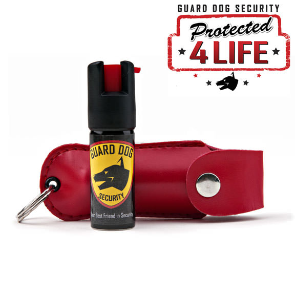 Red Personal Defense Pepper Spray OC-18 1/2 oz - Leather Case - TOPHATTER'S ARMORY DEALS