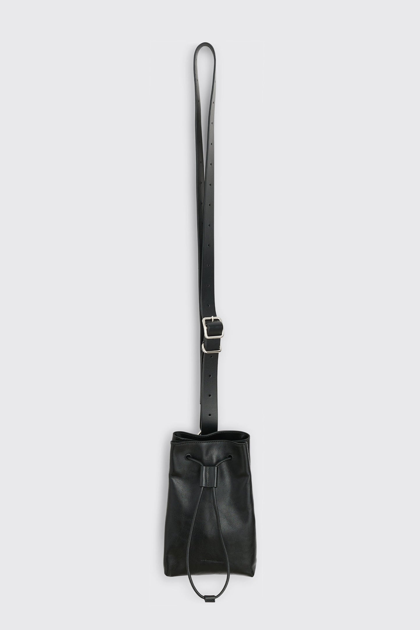 Jil Sander Leather Bucket Crossbody Bag Black