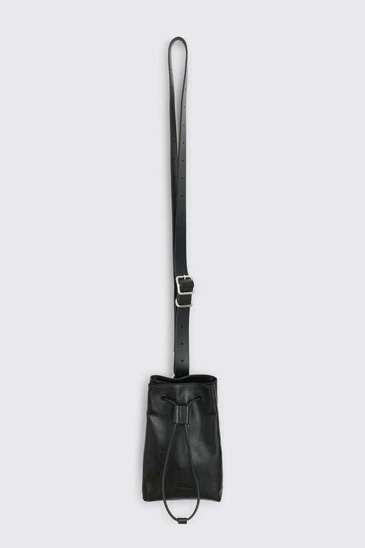 Jil Sander Leather Bucket Crossbody Bag Black
