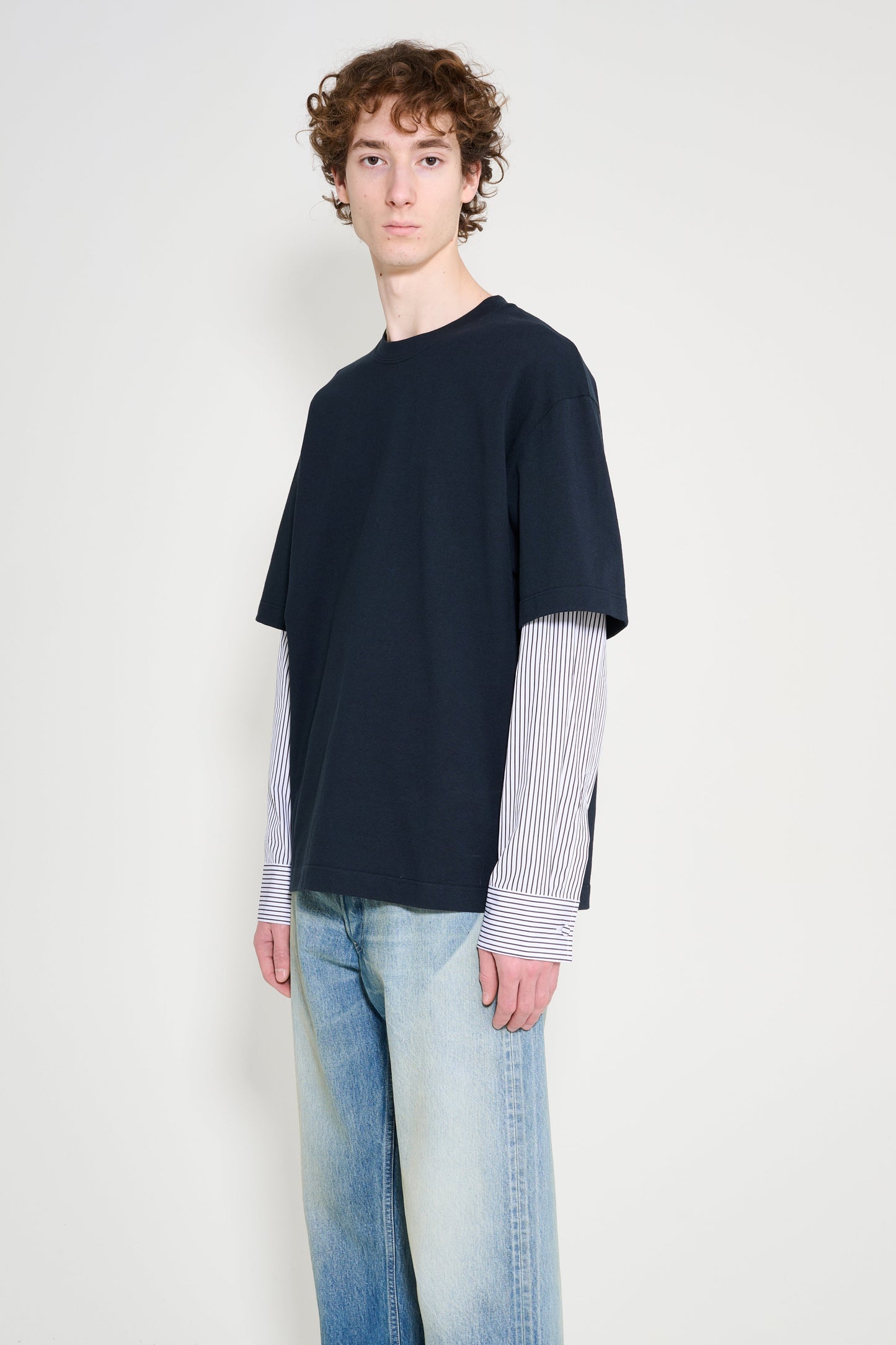 Jil Sander Contrasting Long Sleeves T-shirt Navy / White