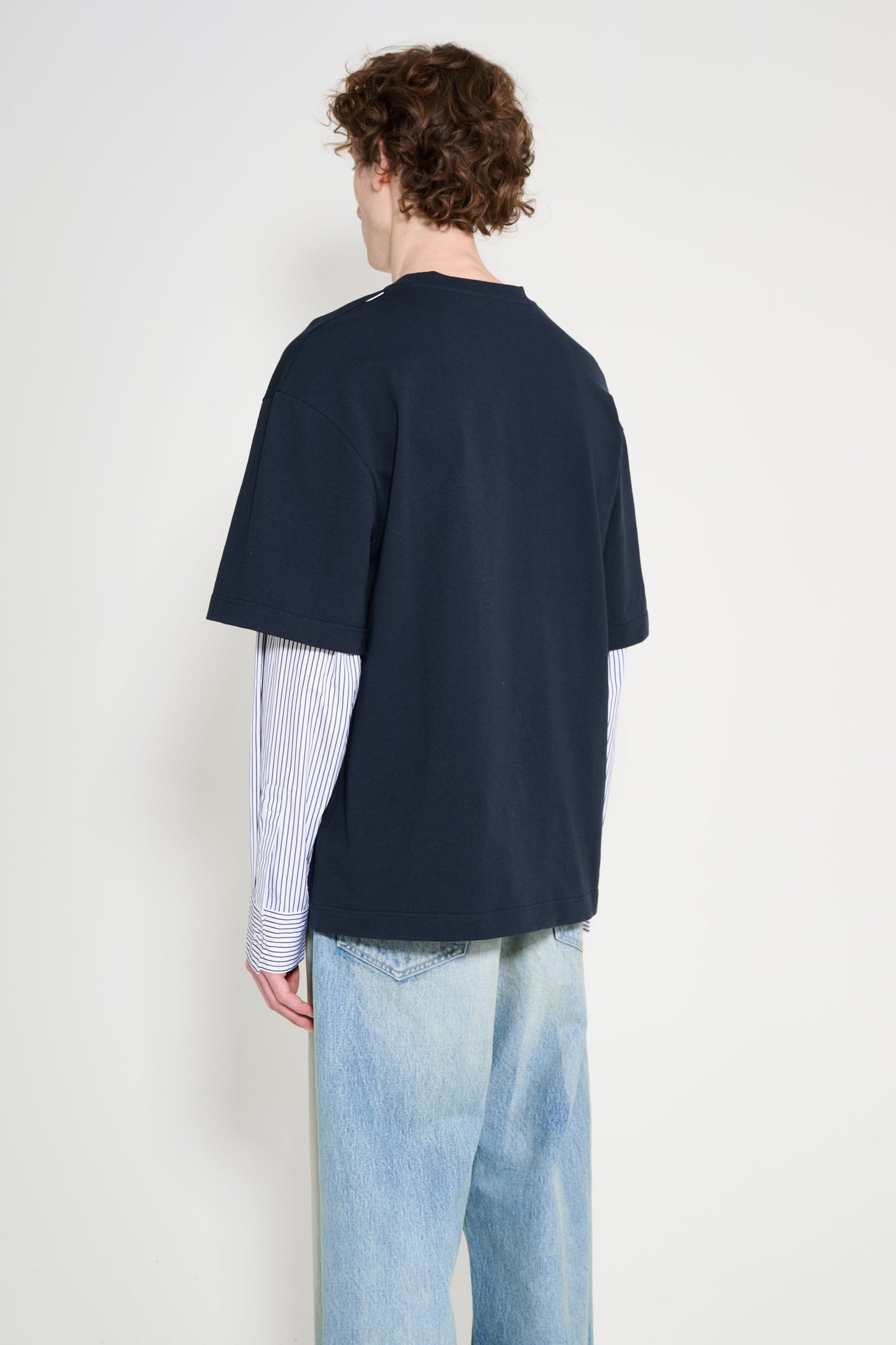 Jil Sander Contrasting Long Sleeves T-shirt Navy / White