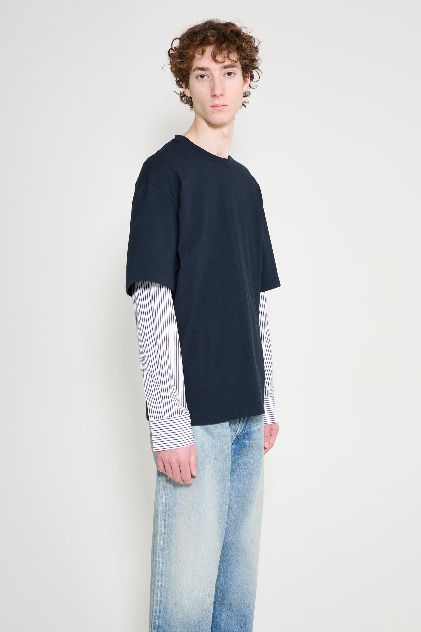 Jil Sander Contrasting Long Sleeves T-shirt Navy / White
