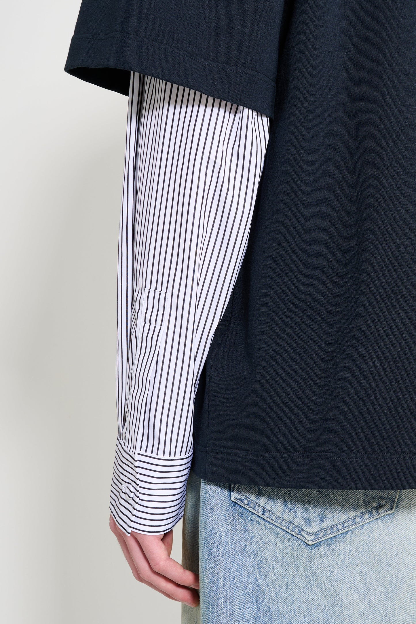 Jil Sander Contrasting Long Sleeves T-shirt Navy / White