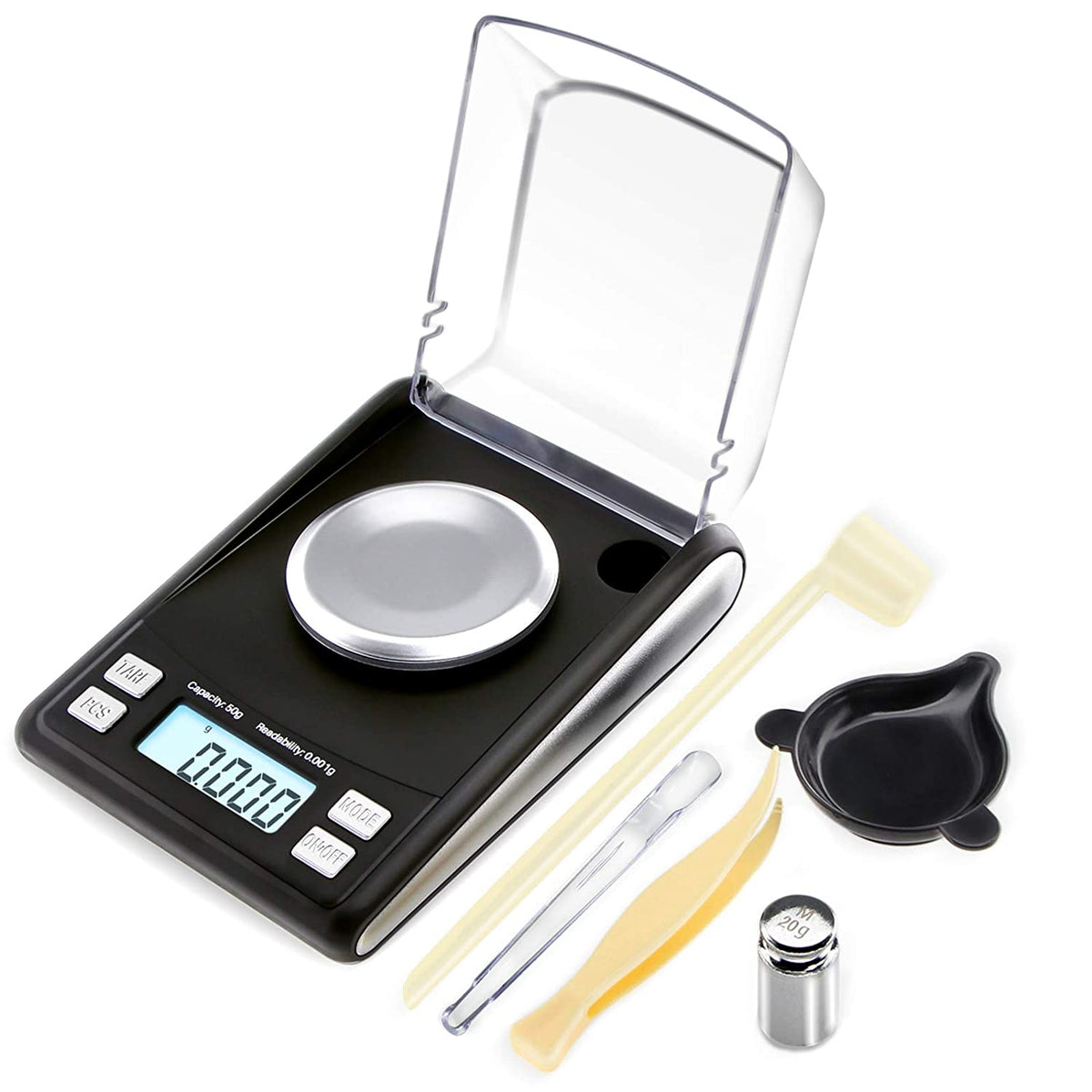 Fuzion Digital Milligram Scale 50g x 0.001g, 20g Cal Weight, Scoop, Powder Pan and Tweezers - TOPHATTER'S ARMORY DEALS