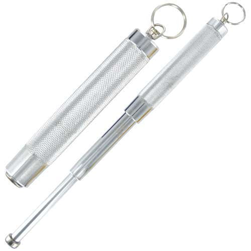 Keychain Tempered Steel Mini Self Defense Baton Silver