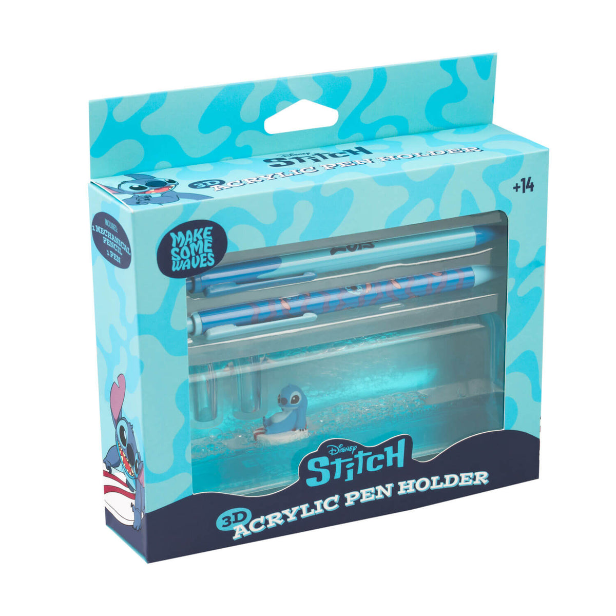 Disney Stitch – Surfing Stitch Set of 2 Pens with 3D Acrylic Stand
