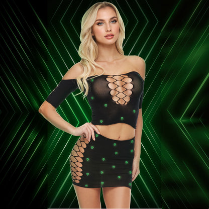 Diamond 2-Piece Crop Top and Shirt Set – Women's Clothing Set