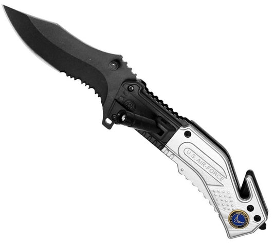 Air Force Rescue Folder Spring Assist Knife - LED Light