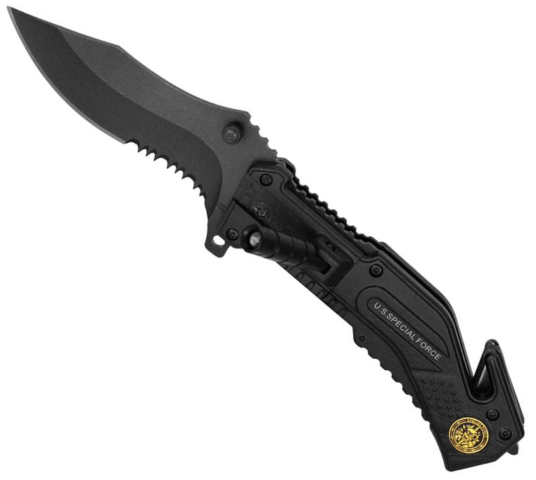 Special Force Rescue Folder Spring Assisted Knife With LED Light - TOPHATTER'S ARMORY DEALS