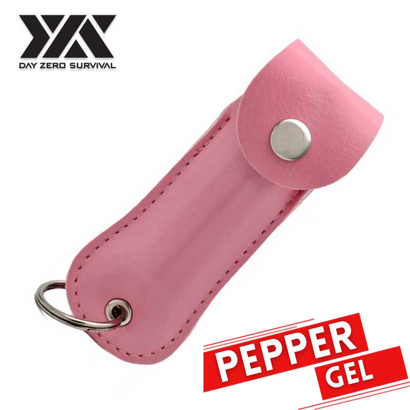 DZS Tactical Defense Pepper Gel - Pink Premium Keychain Leather Case - TOPHATTER'S ARMORY DEALS