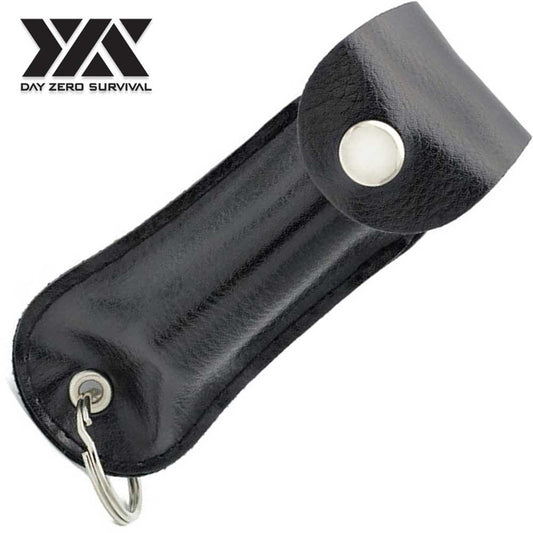 DZS Defense Pepper Spray, Max Strength OC - Black Keychain Leather Case