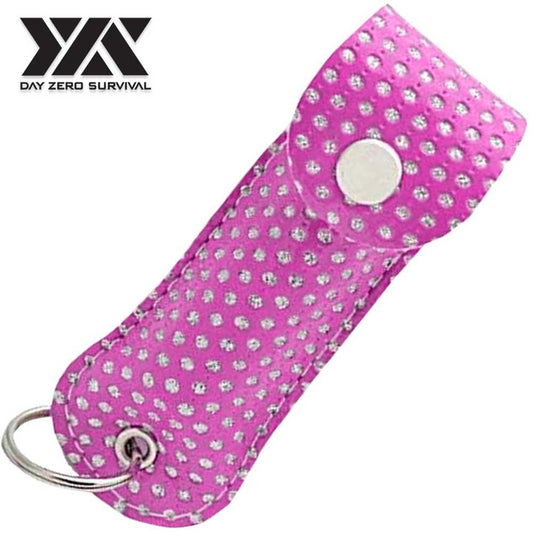 DZS Police Grade Max Strength Pepper Spray Keychain Leather Case | Pink Bling