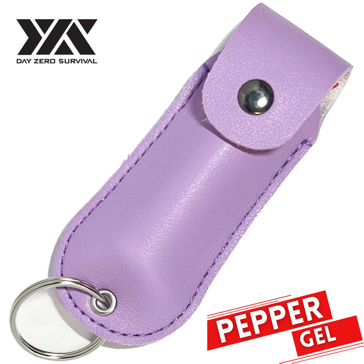 DZS Tactical Defense Pepper Gel - Purple Premium Keychain Leather Case - TOPHATTER'S ARMORY DEALS