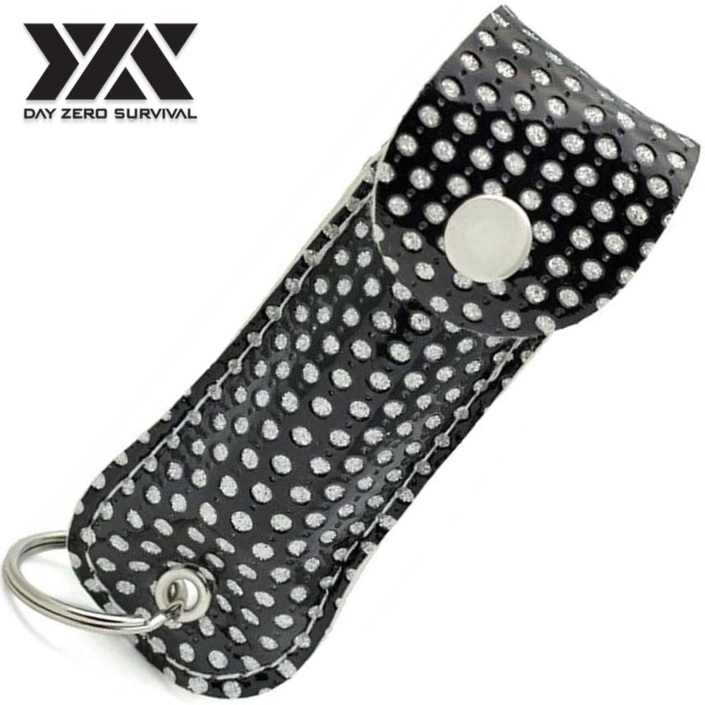 DZS Police Grade Max Strength Pepper Spray Keychain Leather Case | Black Bling