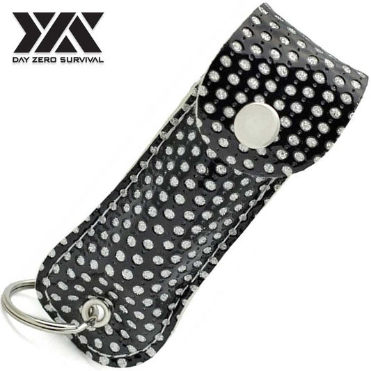 DZS Police Grade Max Strength Pepper Spray Keychain Leather Case | Black Bling