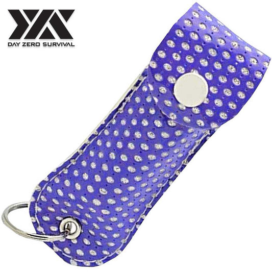 DZS Police Grade Max Strength Pepper Spray Keychain Leather Case | Purple Bling