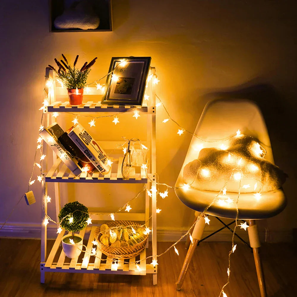 LED String Lights Outdoor Star Garland Party Decor