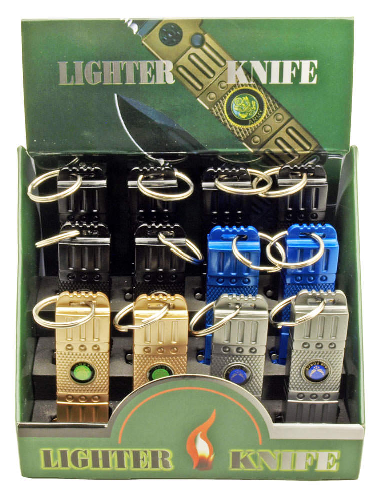 12 Pcs Lighter Mini Auto Knife Set in Display Box Armed Forces - TOPHATTER'S ARMORY DEALS