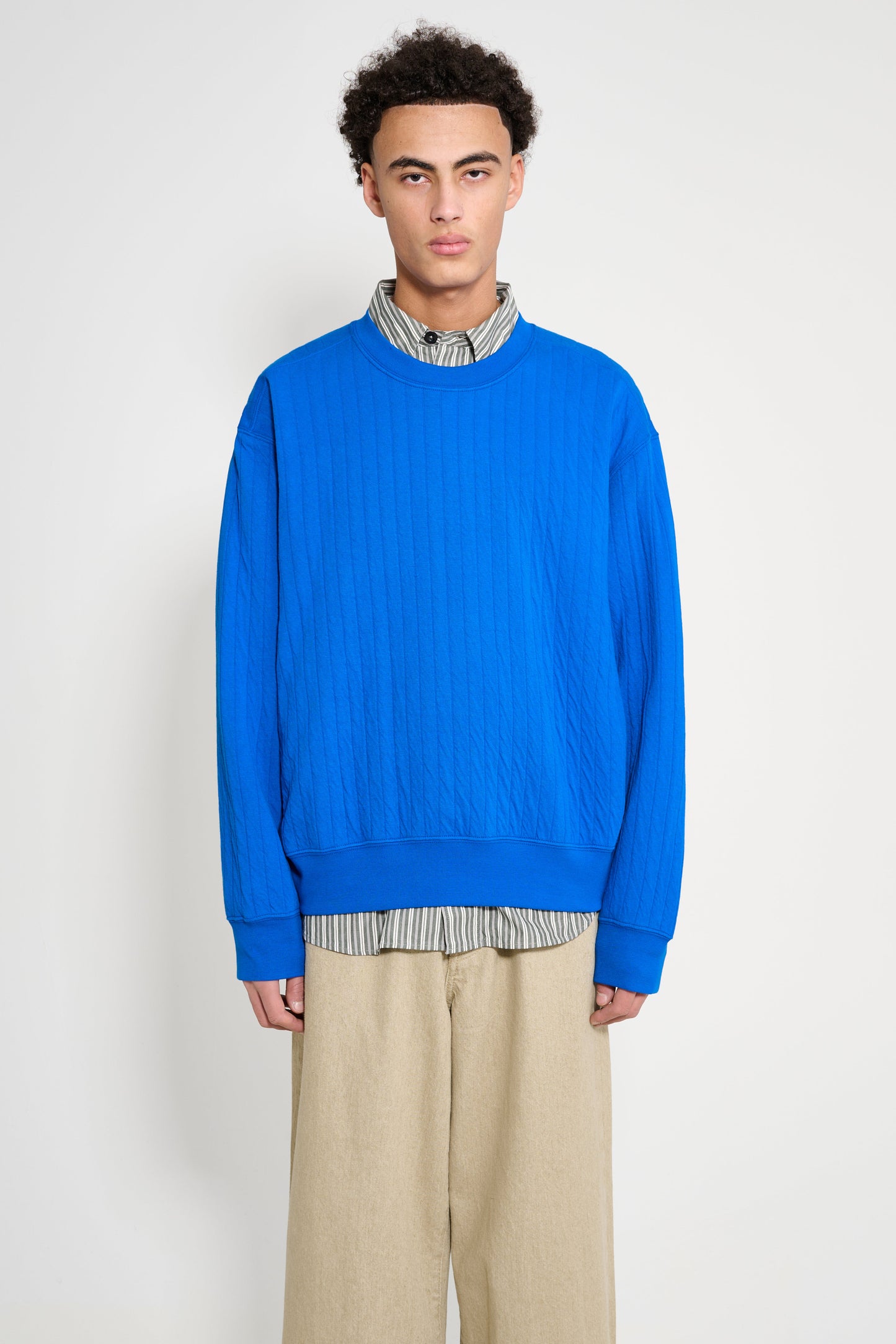 Lady White Co. x TRÈS BIEN Quilted Crewneck Extra Blue