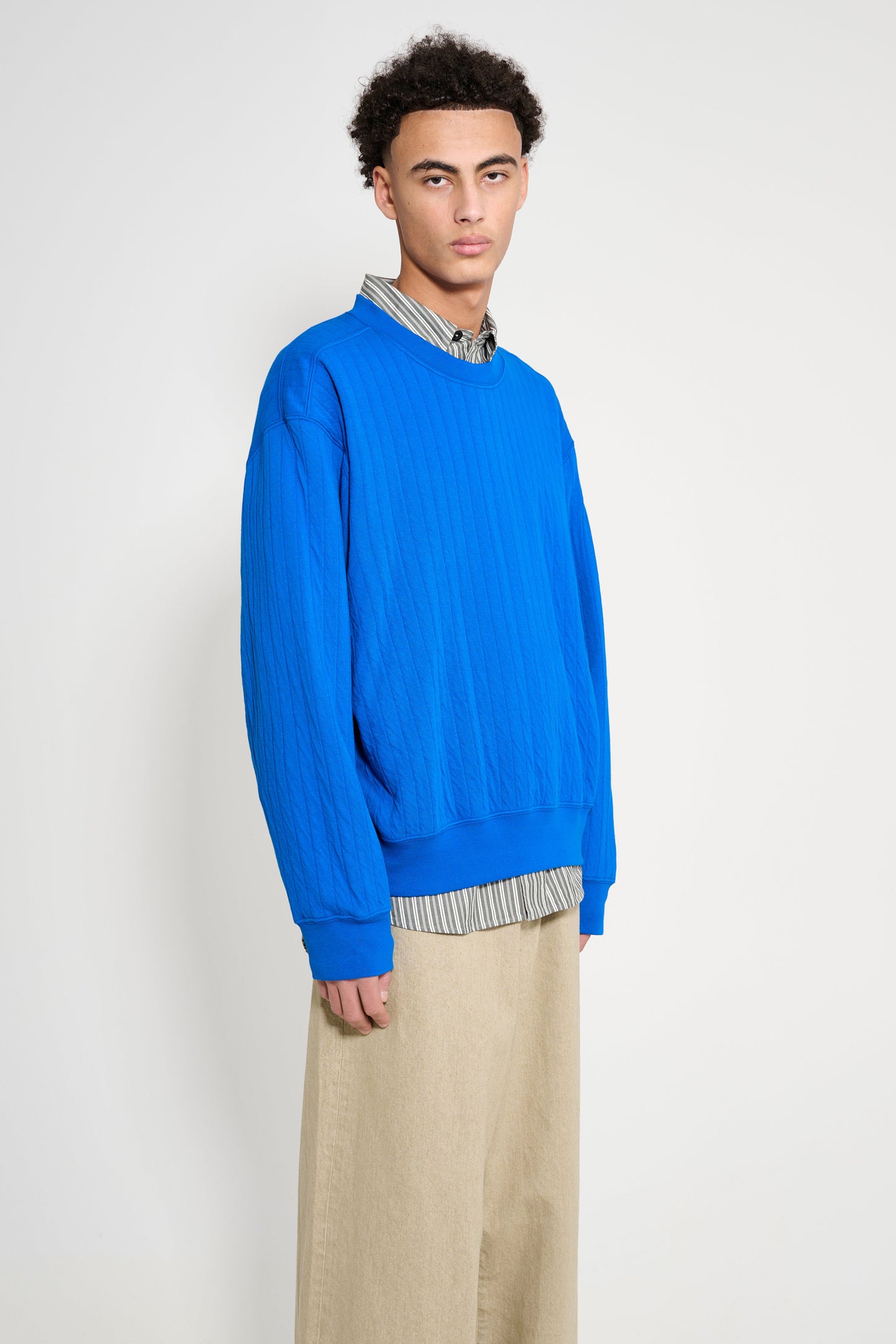 Lady White Co. x TRÈS BIEN Quilted Crewneck Extra Blue