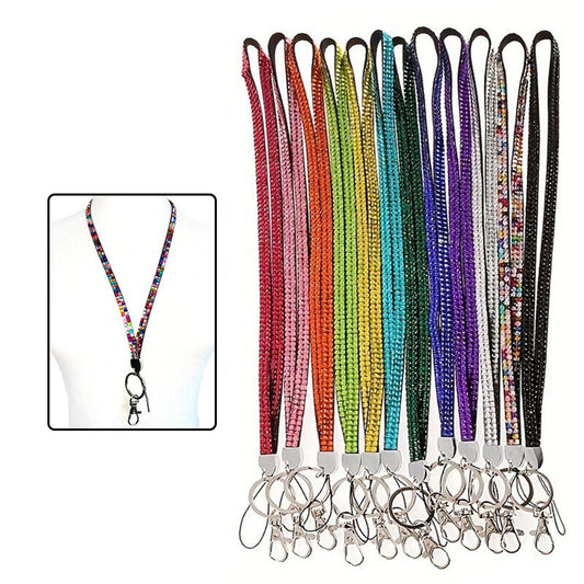 Rhinestone Bling Crystal Keychain Lanyard Neck ID Badge, Cell Phone, Pepper Spray, Stun Gun Holder