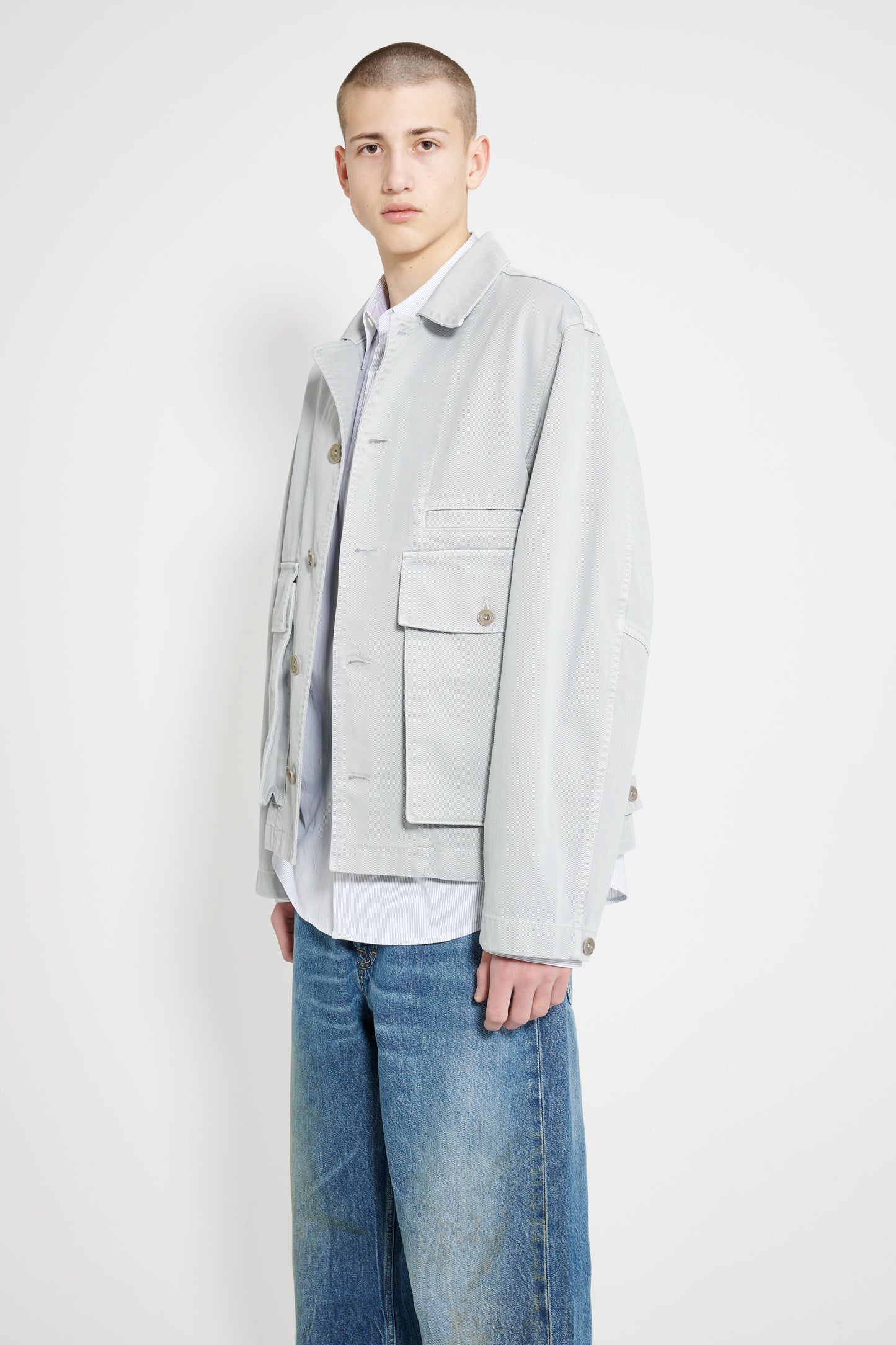 Lemaire Boxy Jacket GD Snow Heavy Denim Blue Grey