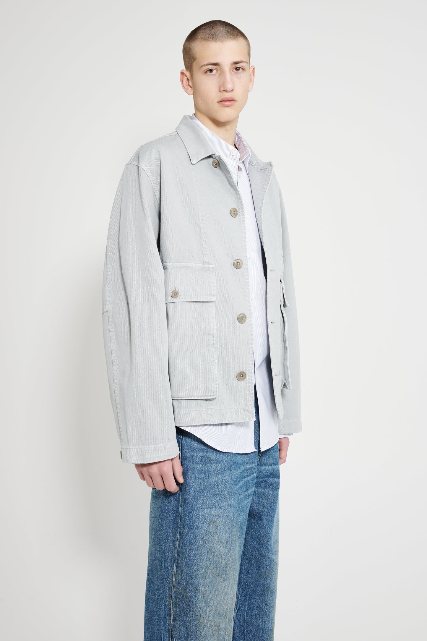 Lemaire Boxy Jacket GD Snow Heavy Denim Blue Grey