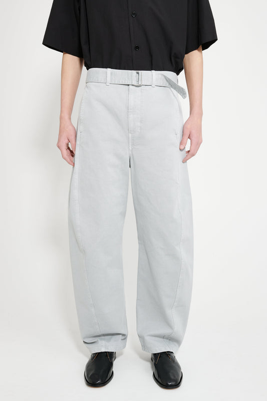 Lemaire Twisted Belted Pants GD Snow Heavy Denim Blue Grey