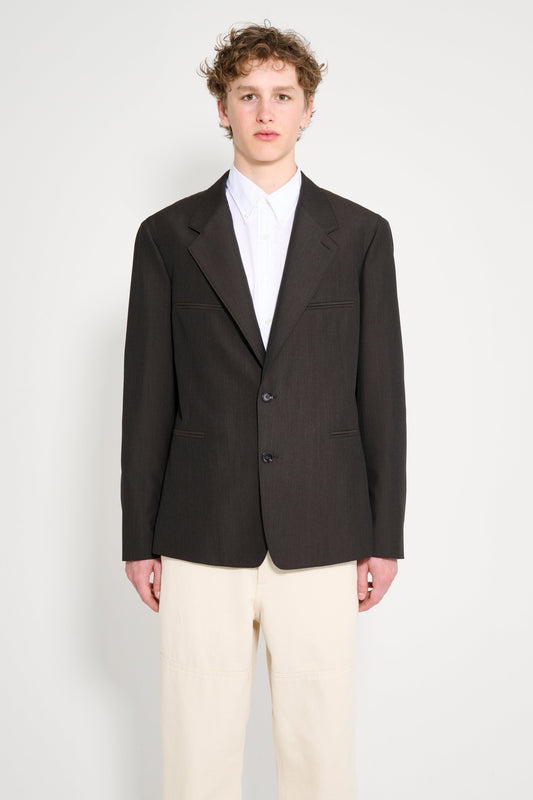 Lemaire Tailored SB Jacket Dark Espresso Melange