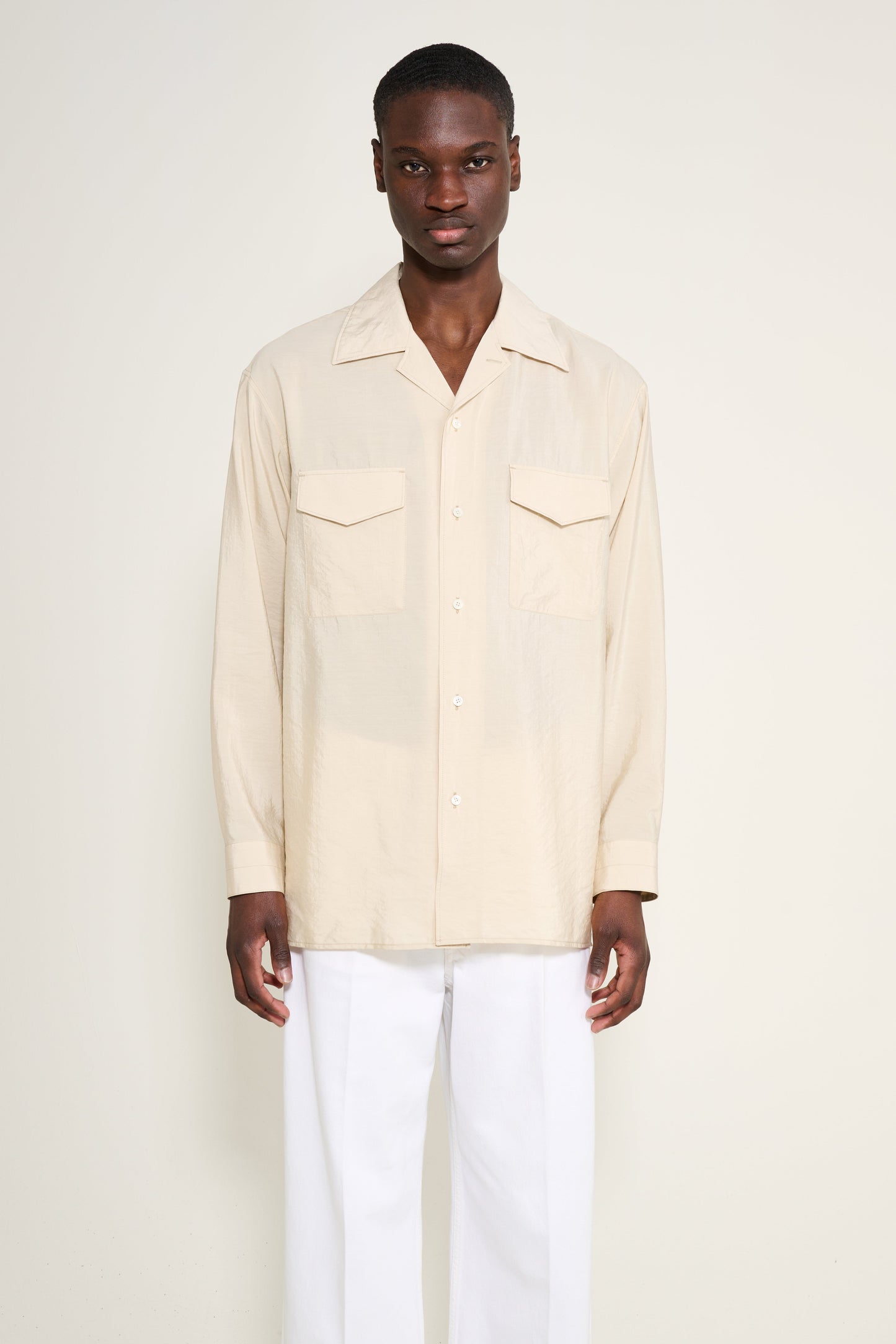 Lemaire Convertible Collar Shirt Oat Milk