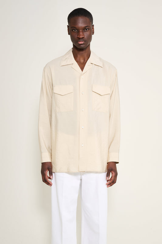 Lemaire Convertible Collar Shirt Oat Milk