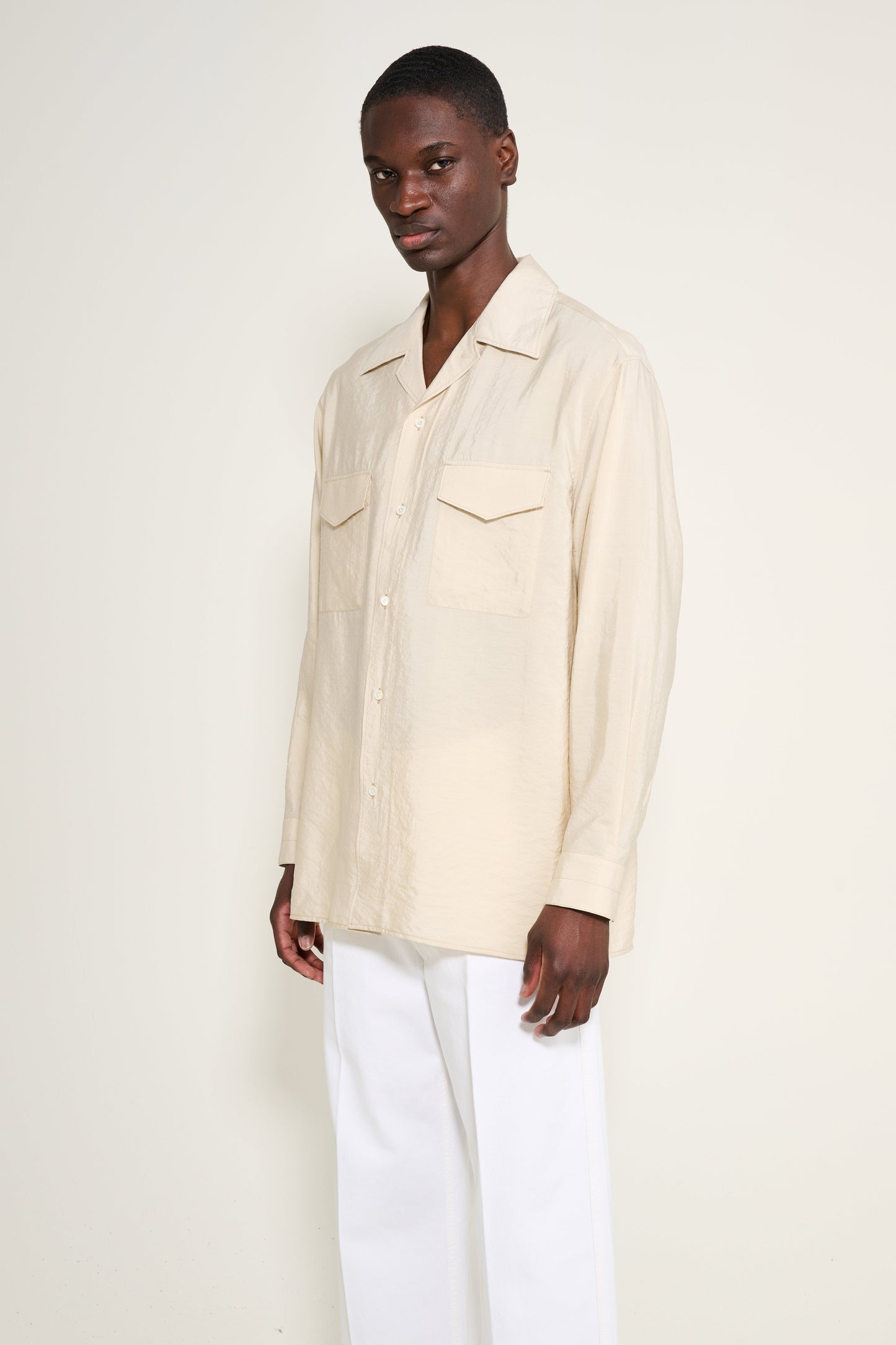 Lemaire Convertible Collar Shirt Oat Milk