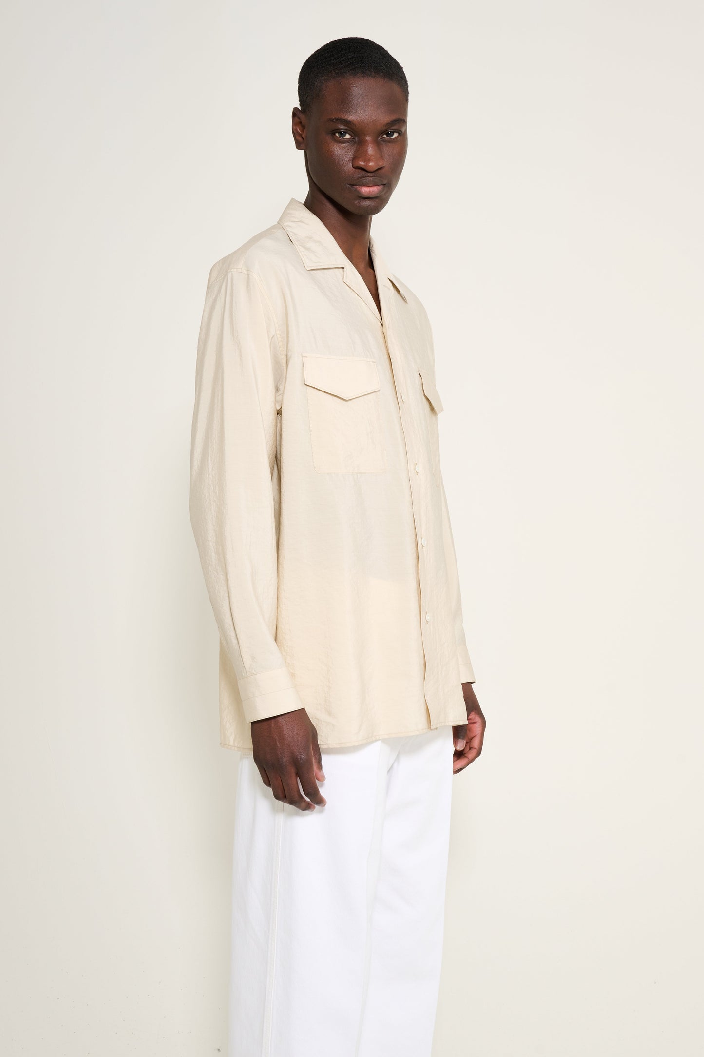 Lemaire Convertible Collar Shirt Oat Milk