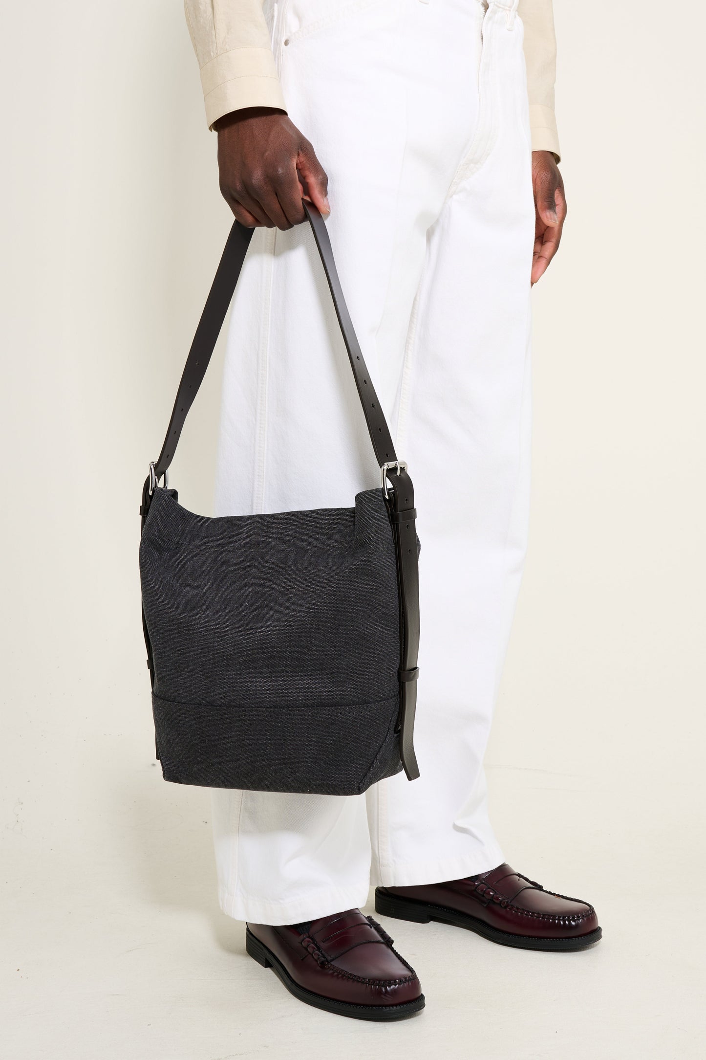 Lemaire Small Belted Tote Ash Black