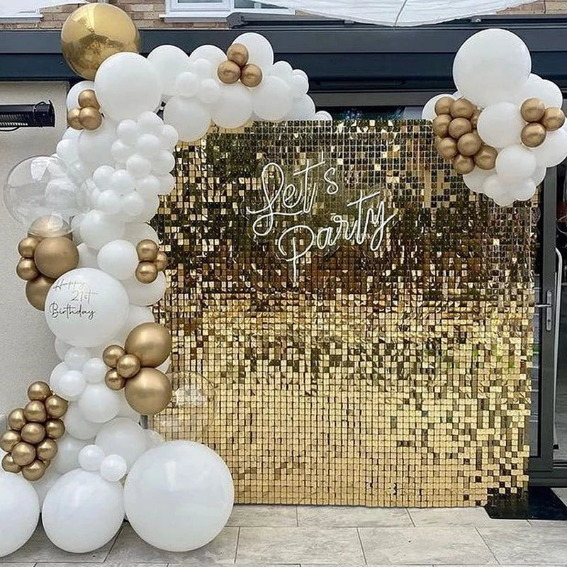 Light Gold Shimmer Wall Backdrop – 18 pcs Decorative Panels Glitter