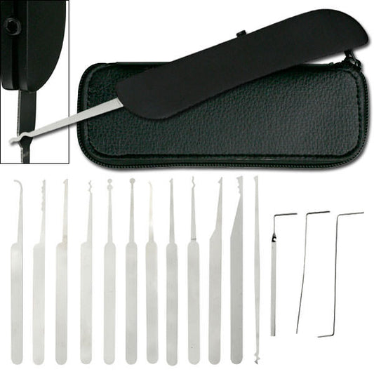 15 Piece Lockpick Set with Leather Pouch